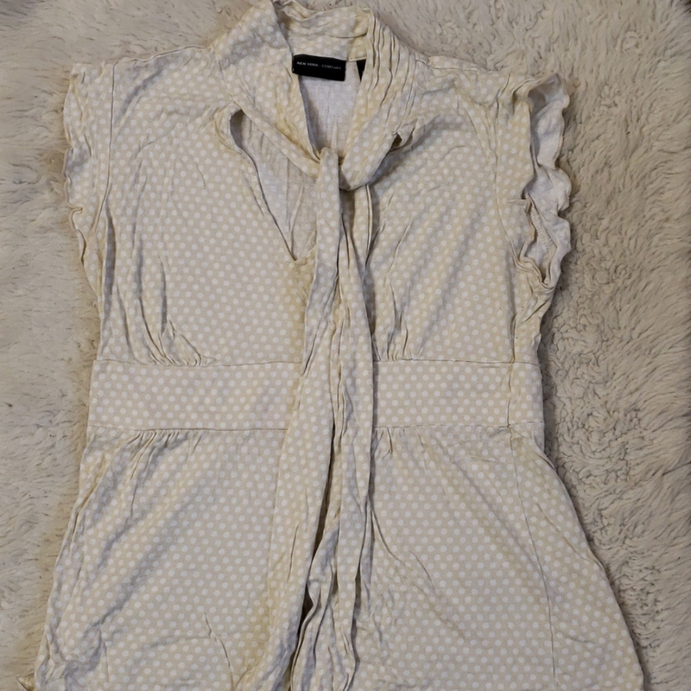 Tan polka dot ruffle shirt